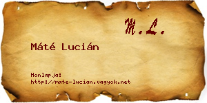 Máté Lucián névjegykártya